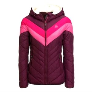 Reebok Sherpa Hooded Retro Chevron Colorblock Jacket - Women's XL